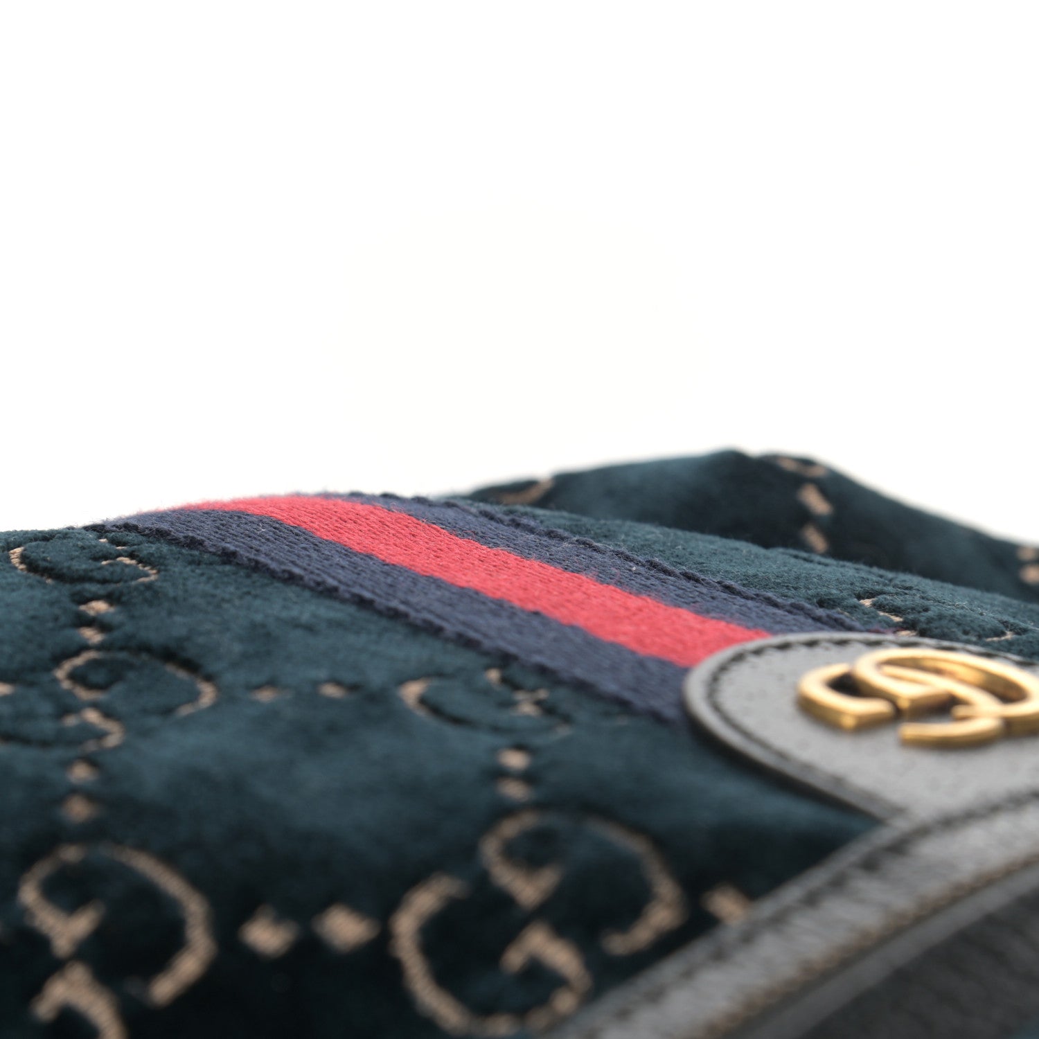 Gucci Velvet GG Monogram Web Belt Bag Blue Beige 11 of 11