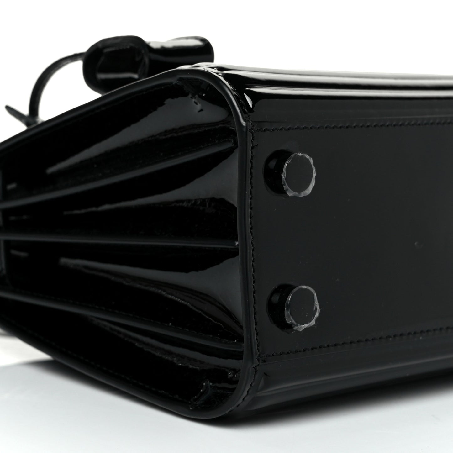 Ribbed Patent Calfskin Nano Sac De Jour Black