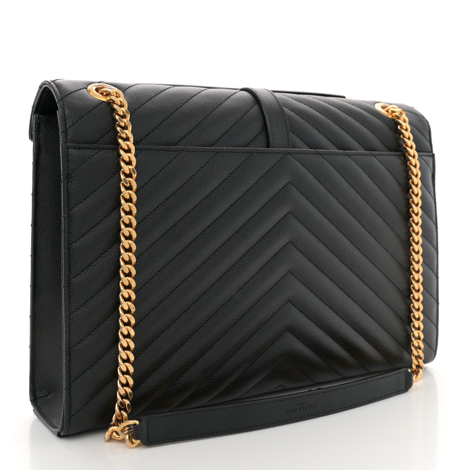 Saint Laurent Grain De Poudre Matelasse Chevron Large Monogram Satchel Black 3 of 12