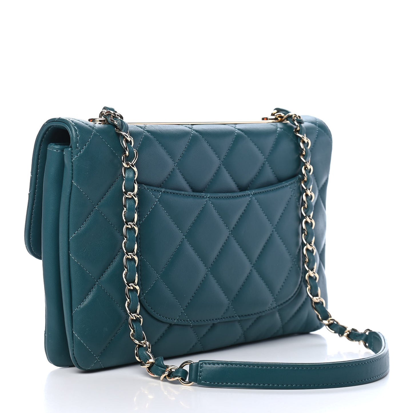 Lambskin Quilted Medium Trendy CC Flap Dark Green
