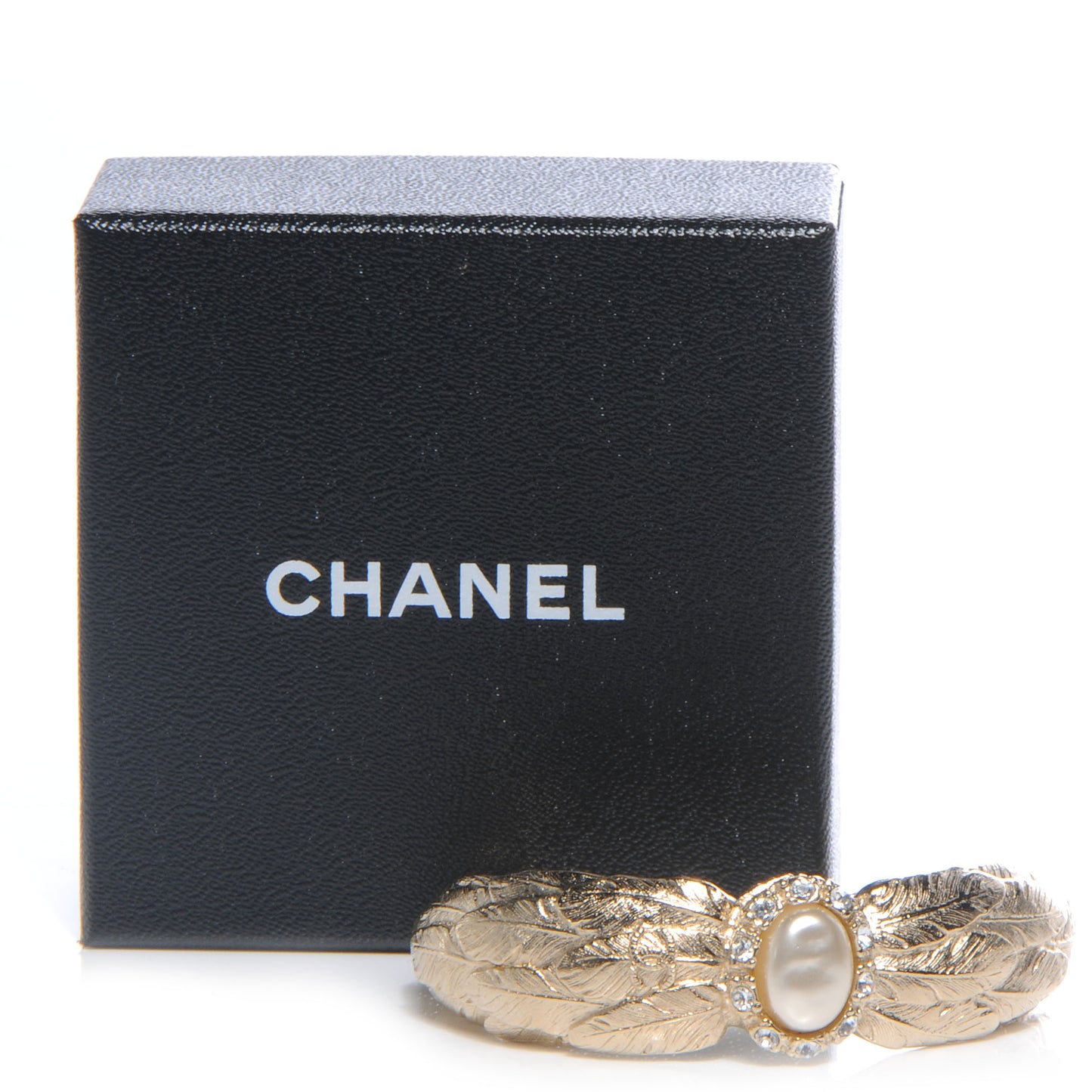 Crystal Pearl Feather Cuff Light Gold