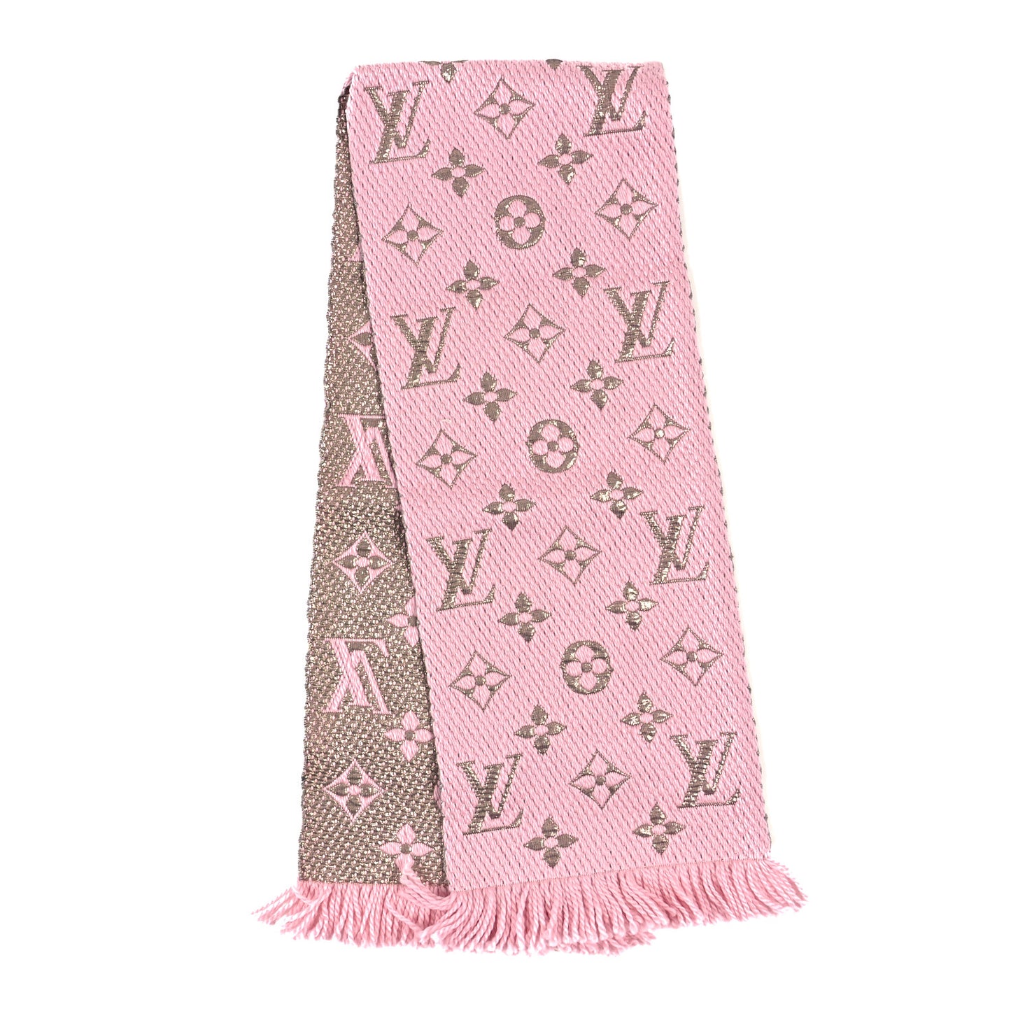 Wool Silk Logomania Shine Scarf Pink