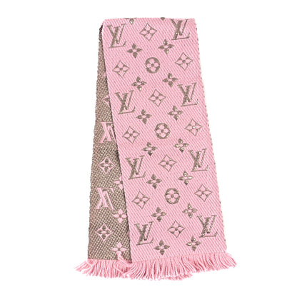 Louis Vuitton Wool Silk Logomania Shine Scarf Pink 2 of 3