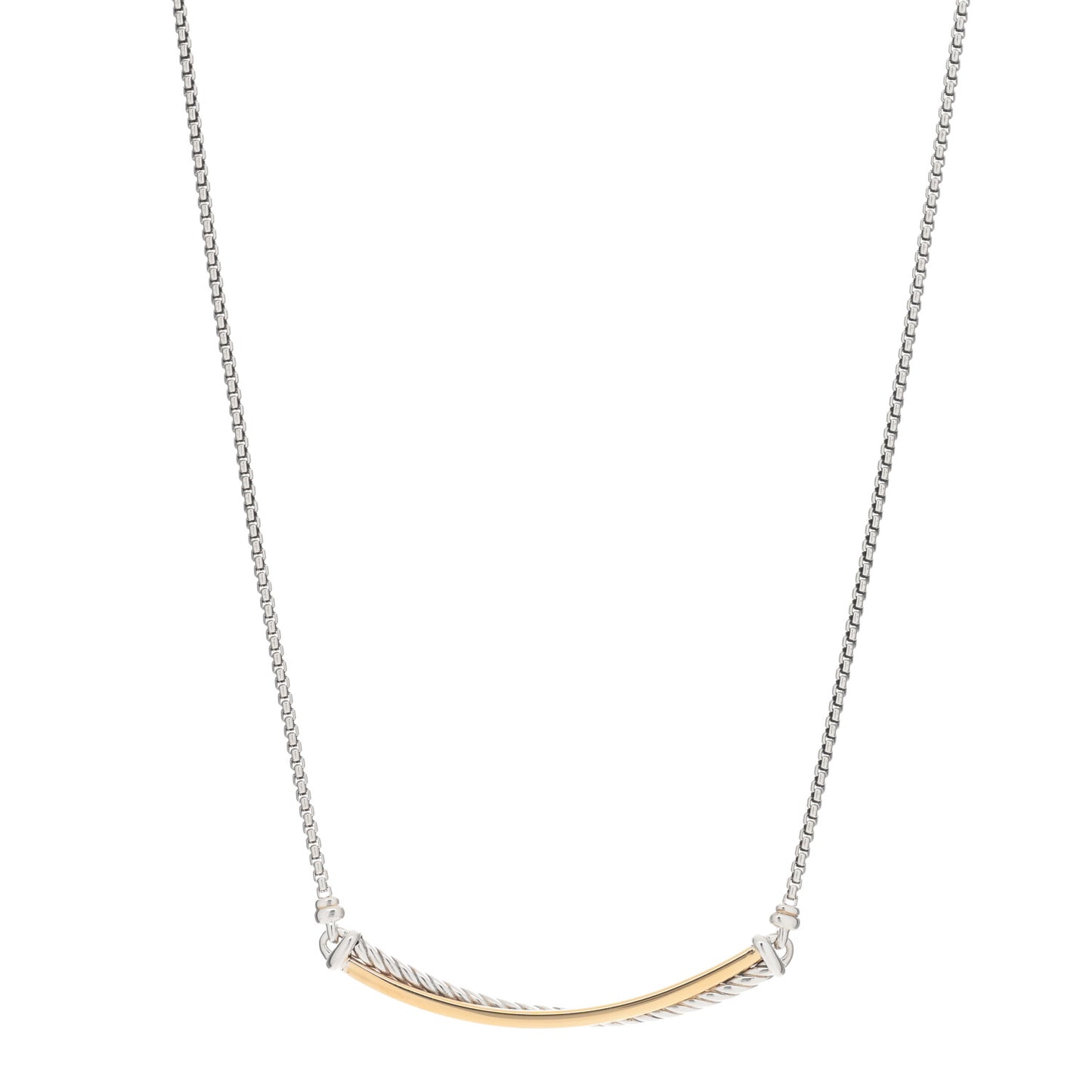 Sterling Silver 18K Yellow Gold Crossover Bar Pendant Necklace