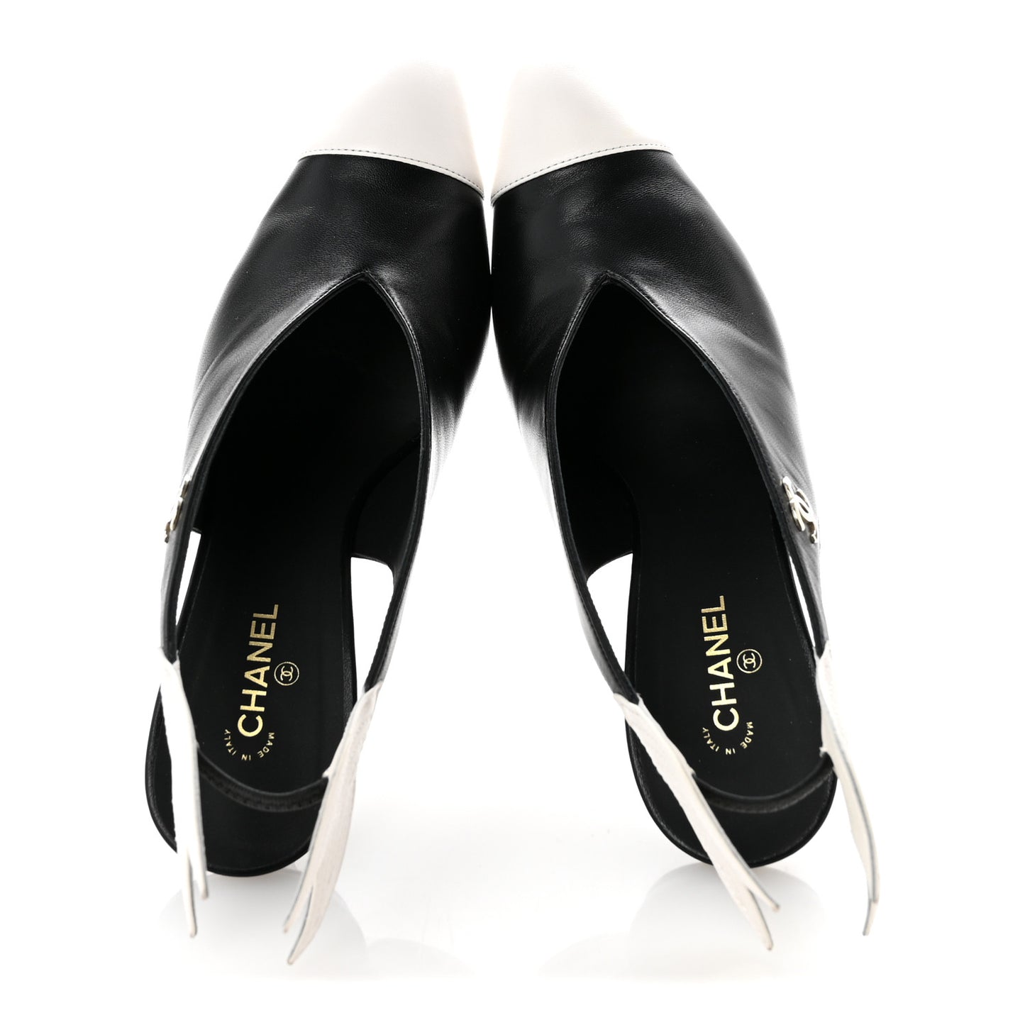 Lambskin Slingback Pumps 39.5 Black White