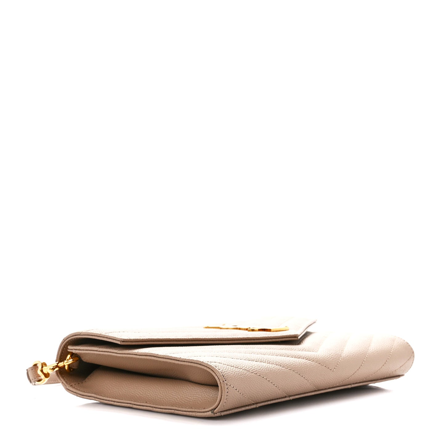 Grain De Poudre Matelasse Chevron Monogram Envelope Clutch Dark Beige