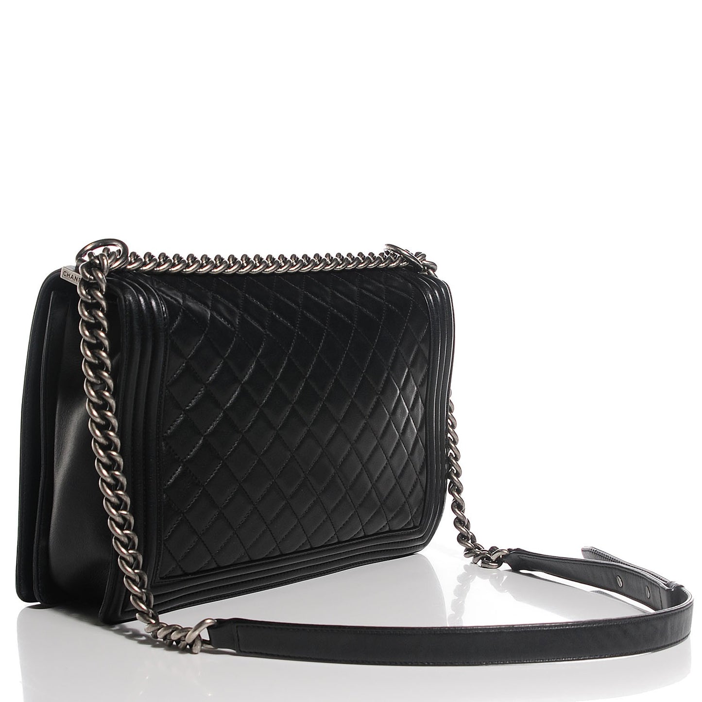 Lambskin Quilted New Medium Boy Flap Black