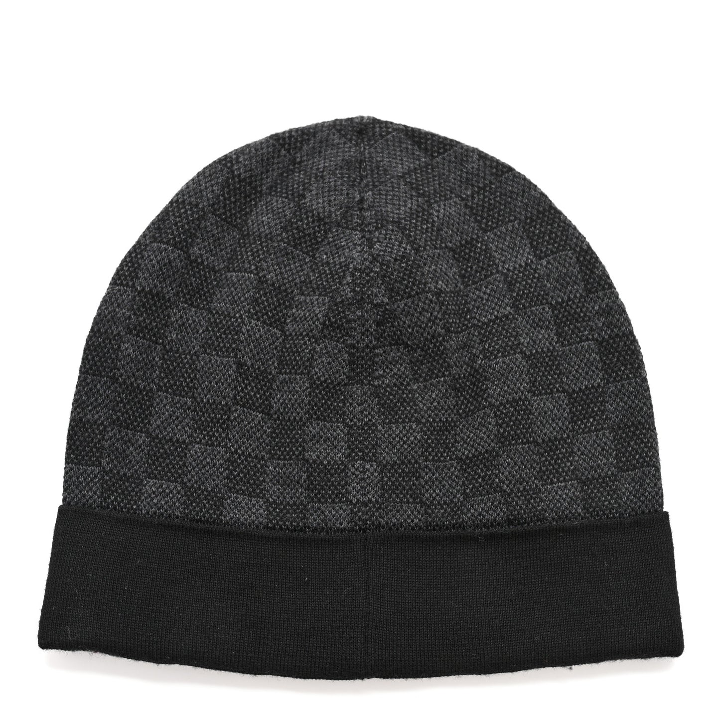 Wool Bonnet Petit Damier Graphite Beanie Hat Black Grey