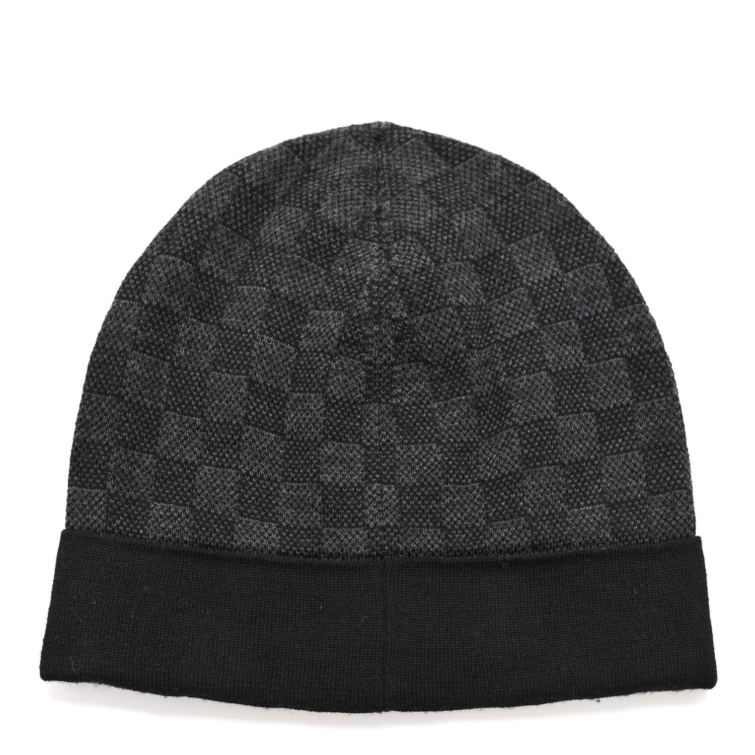 Louis Vuitton Wool Bonnet Petit Damier Graphite Beanie Hat Black Grey 2 of 6