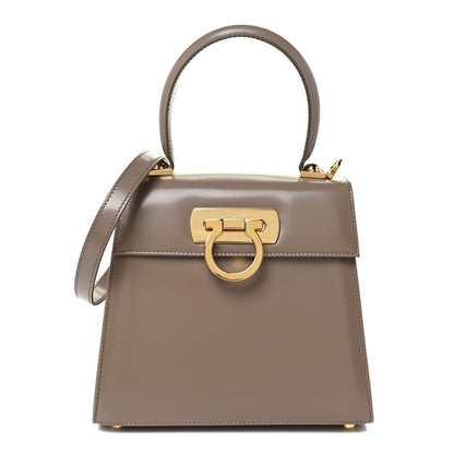 Salvatore Ferragamo Brushed Off Calfskin Small Iconic Top Handle Bag Grey 1 of 17