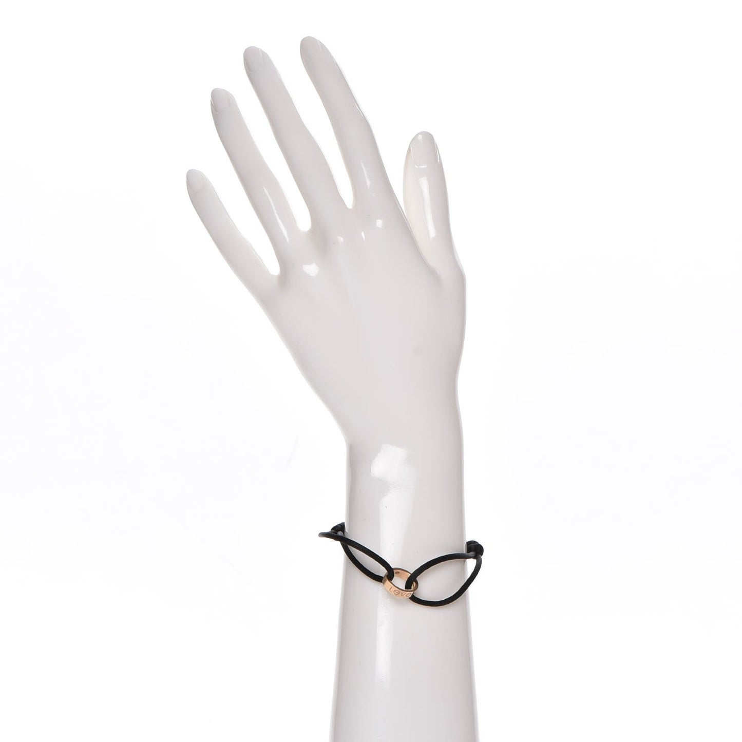 18K Yellow Gold Diamond Charity LOVE Adjustable Cord Bracelet Black