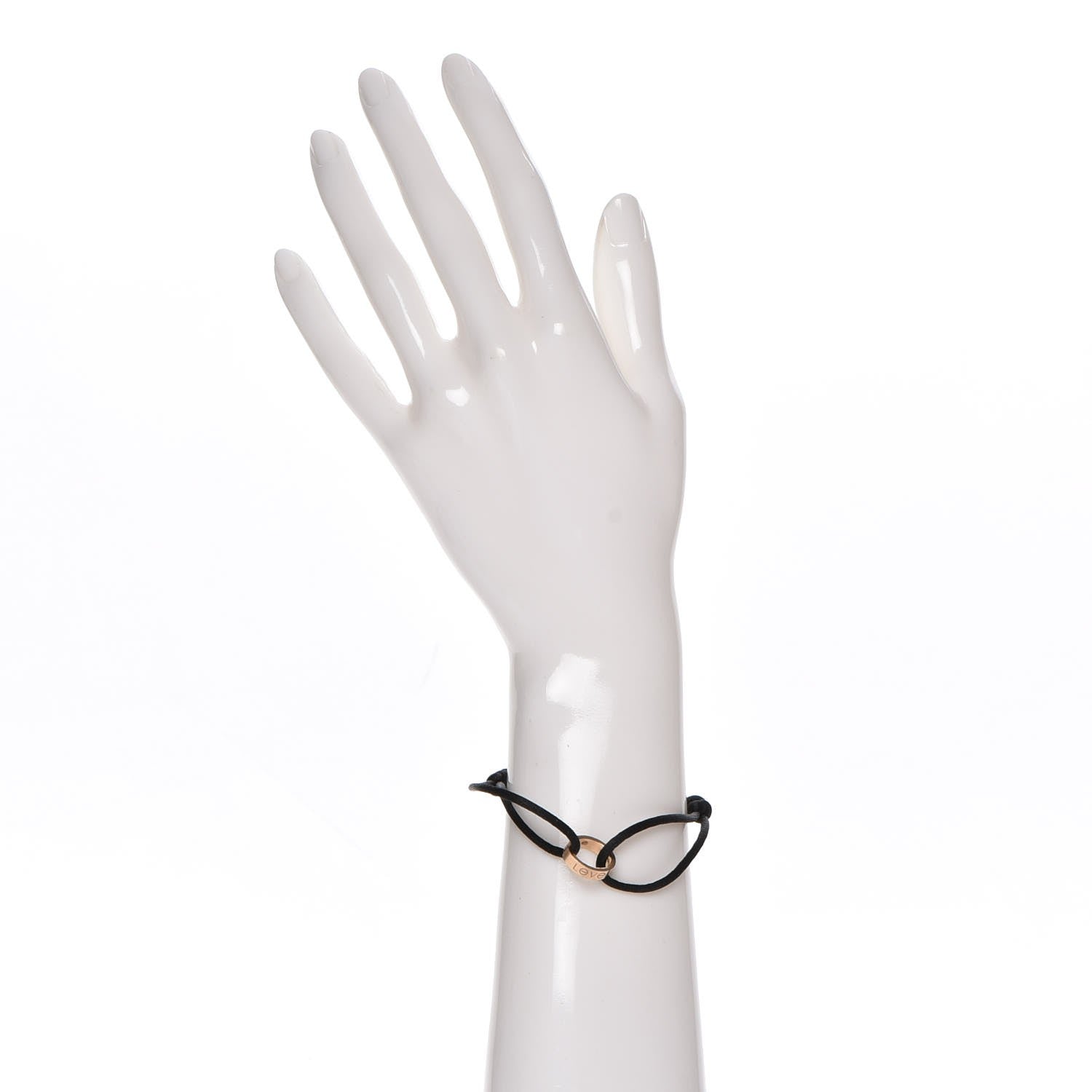Cartier 18K Yellow Gold Diamond Charity LOVE Adjustable Cord Bracelet Black 2 of 7