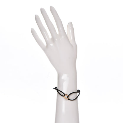 Cartier 18K Yellow Gold Diamond Charity LOVE Adjustable Cord Bracelet Black 2 of 7