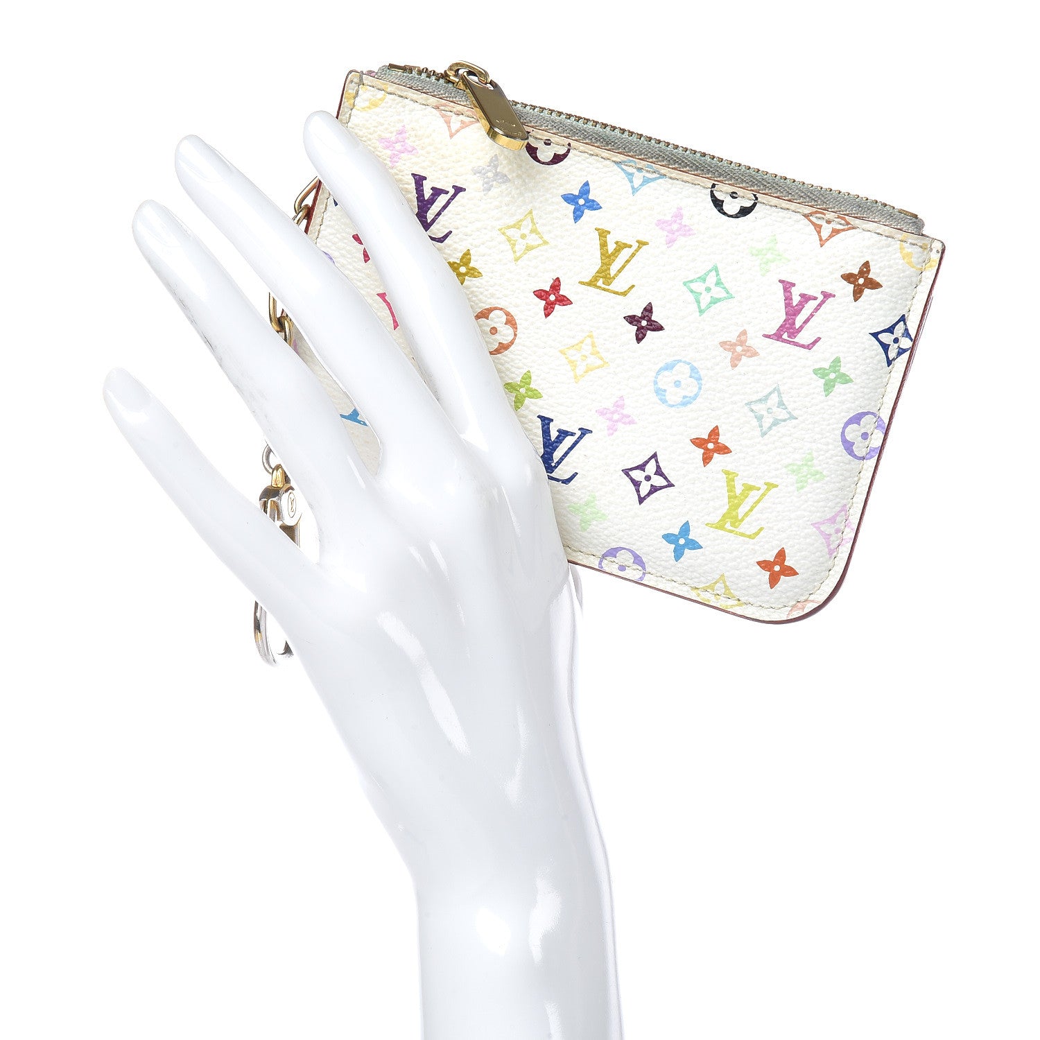 Louis Vuitton Monogram Multicolor Key Pouch White Litchi 2 of 15