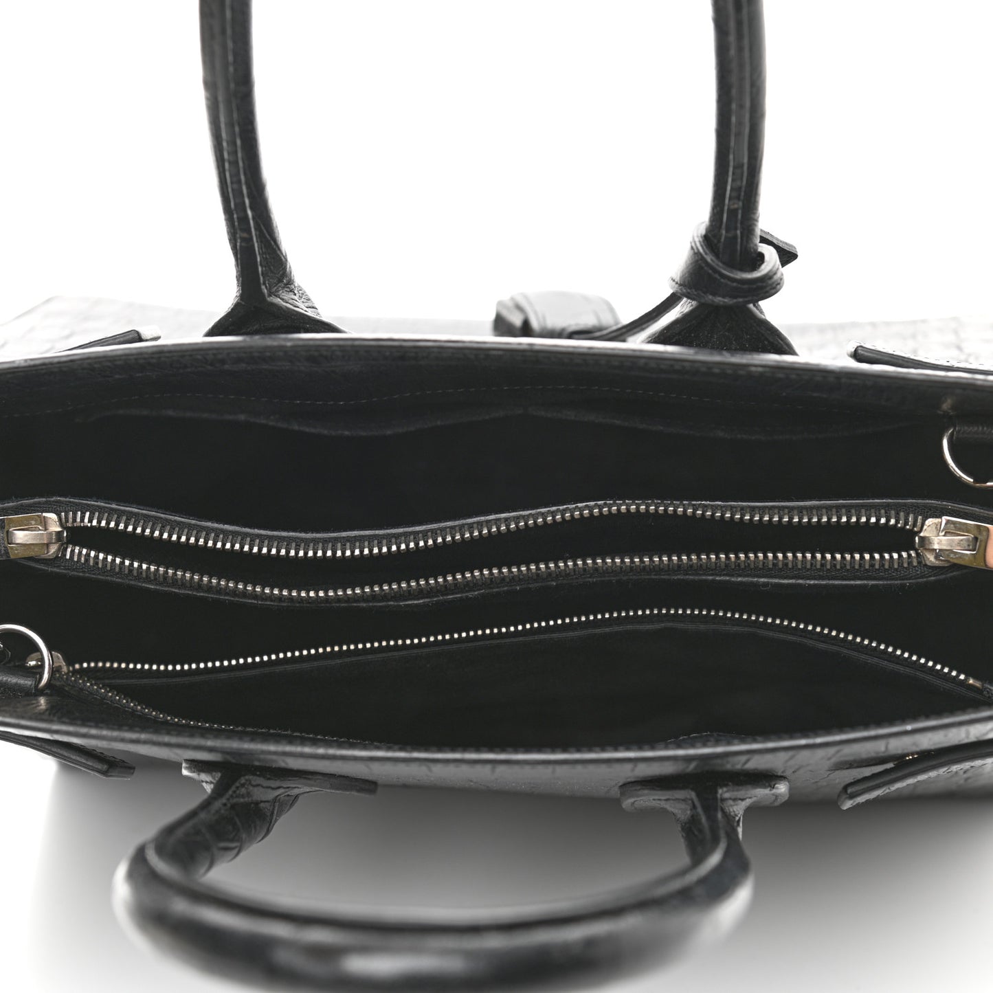 Calfskin Crocodile Embossed Small Sac de Jour Black