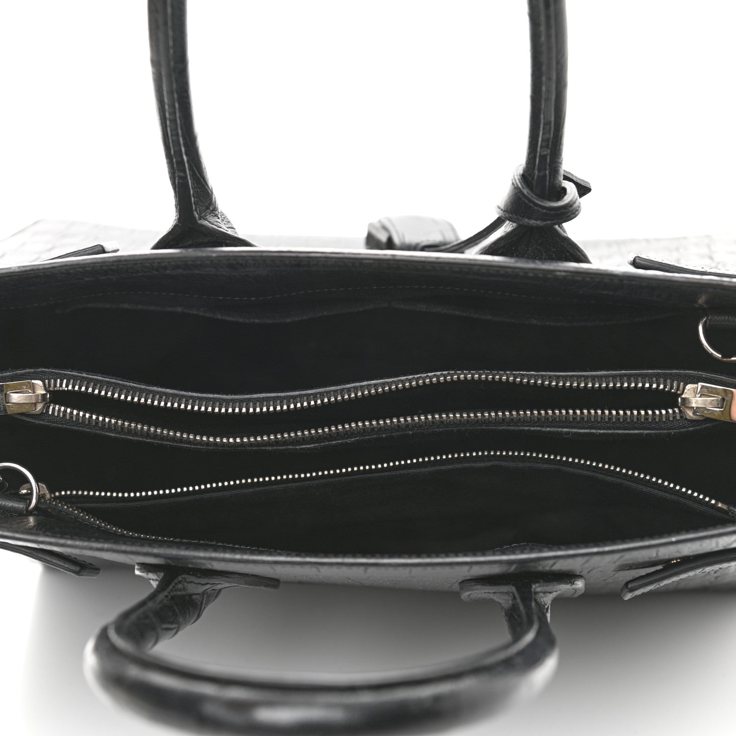 Saint Laurent Calfskin Crocodile Embossed Small Sac de Jour Black 5 of 11