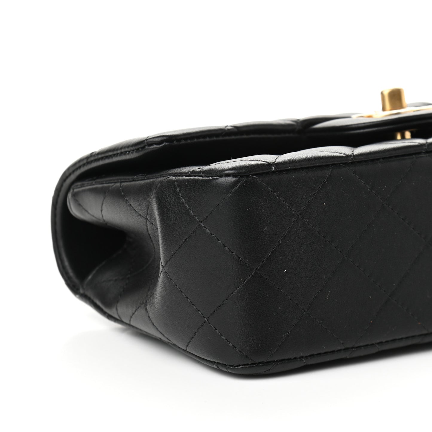 Lambskin Quilted Mini Top Handle Rectangular Flap Black