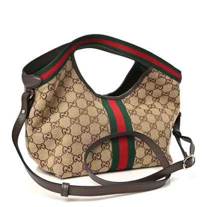 Gucci Monogram Web Small Giglio Tote Beige Dark Brown 4 of 10