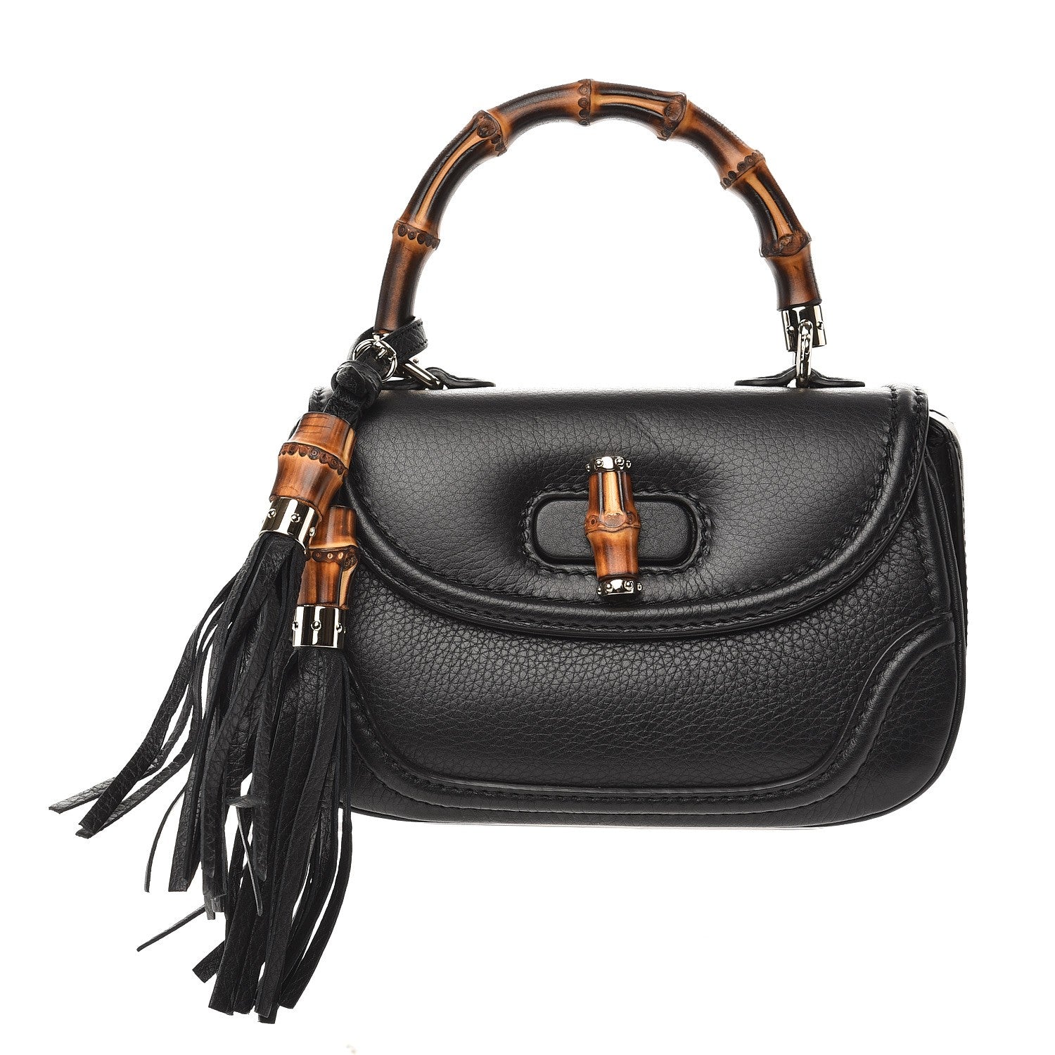 Gucci Cellarius Calfskin Small New Bamboo Top Handle Bag Black 1 of 9