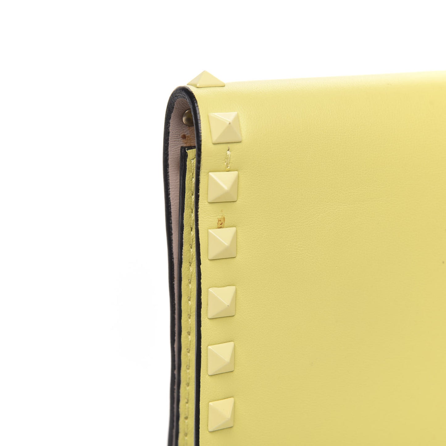 Nappa Monochrome Rockstud Wristlet Clutch Soft Yellow