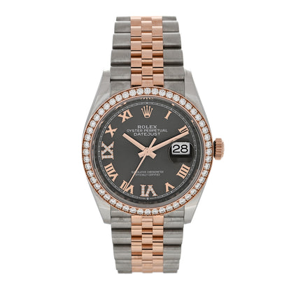 Rolex Stainless Steel 18K Everose Gold Diamond 36mm Oyster Perpetual Datejust Watch Rhodium Roman 126281RBR 1 of 5