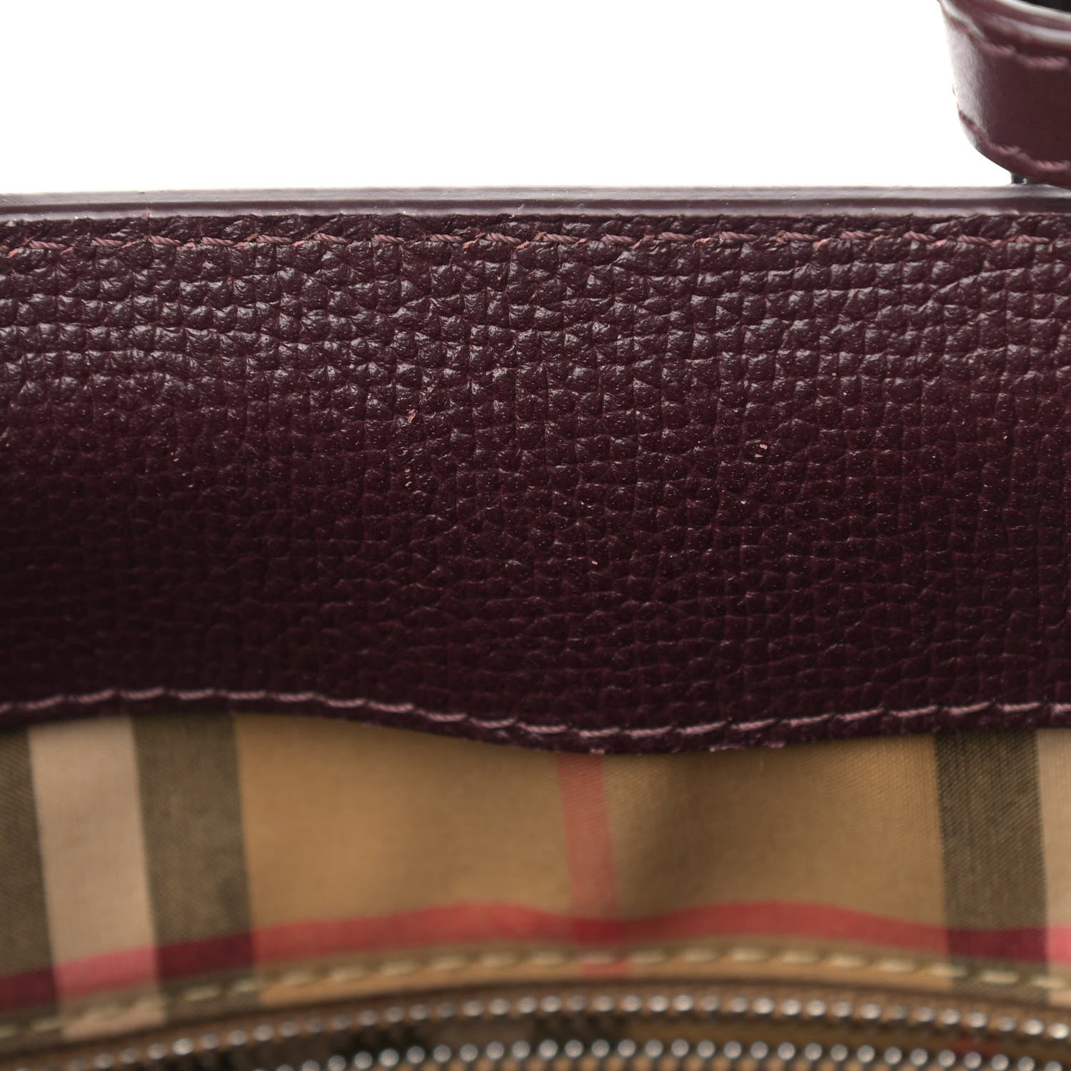 Burberry Derby Calfskin House Check Small Banner Tote Mahogany Red 16 of 21