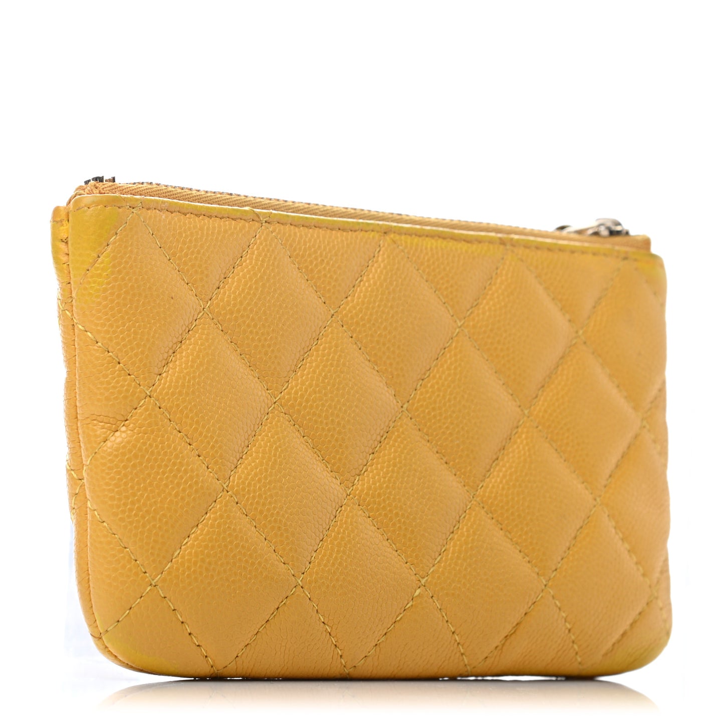 Caviar Quilted Small Cosmetic Case Yellow