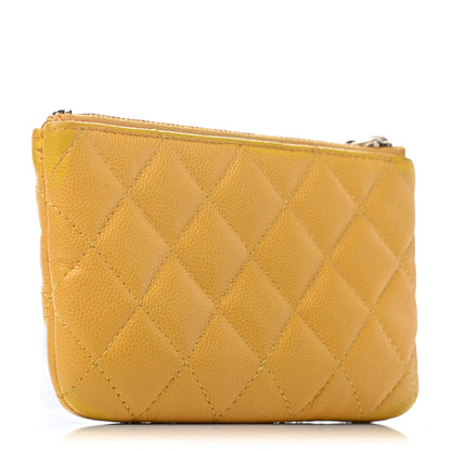 Chanel Caviar Quilted Small Cosmetic Case Yellow 3 of 7