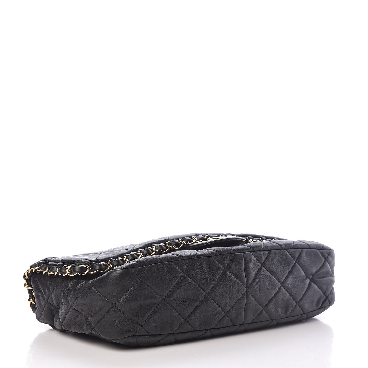 Calfskin Quilted Medium Chain Me Flap Black
