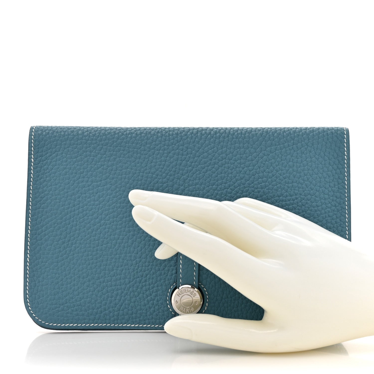 Hermes Togo Dogon Duo Wallet Blue Jean 3 of 10