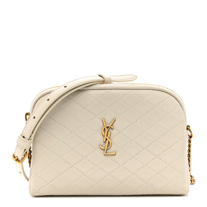 Saint Laurent Lambskin Quilted Gaby Zipped Pouch Crema Soft 1 of 10