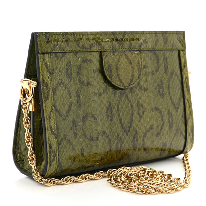 Gucci Snakeskin GG Mini Ophidia Chain Shoulder Bag Green 3 of 10
