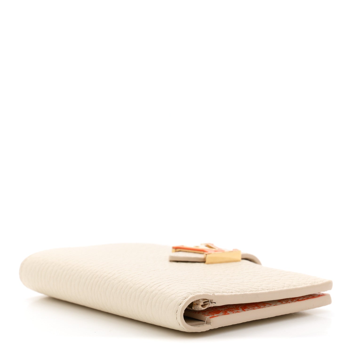 Louis Vuitton Taurillon Capucines Vertical Compact Wallet Pearly Cream Coral 4 of 7