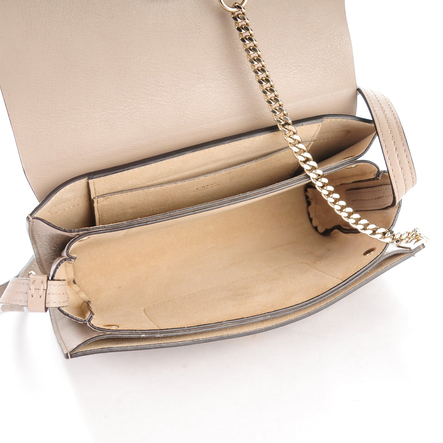 Suede Calfskin Small Faye Shoulder Bag Motty Grey