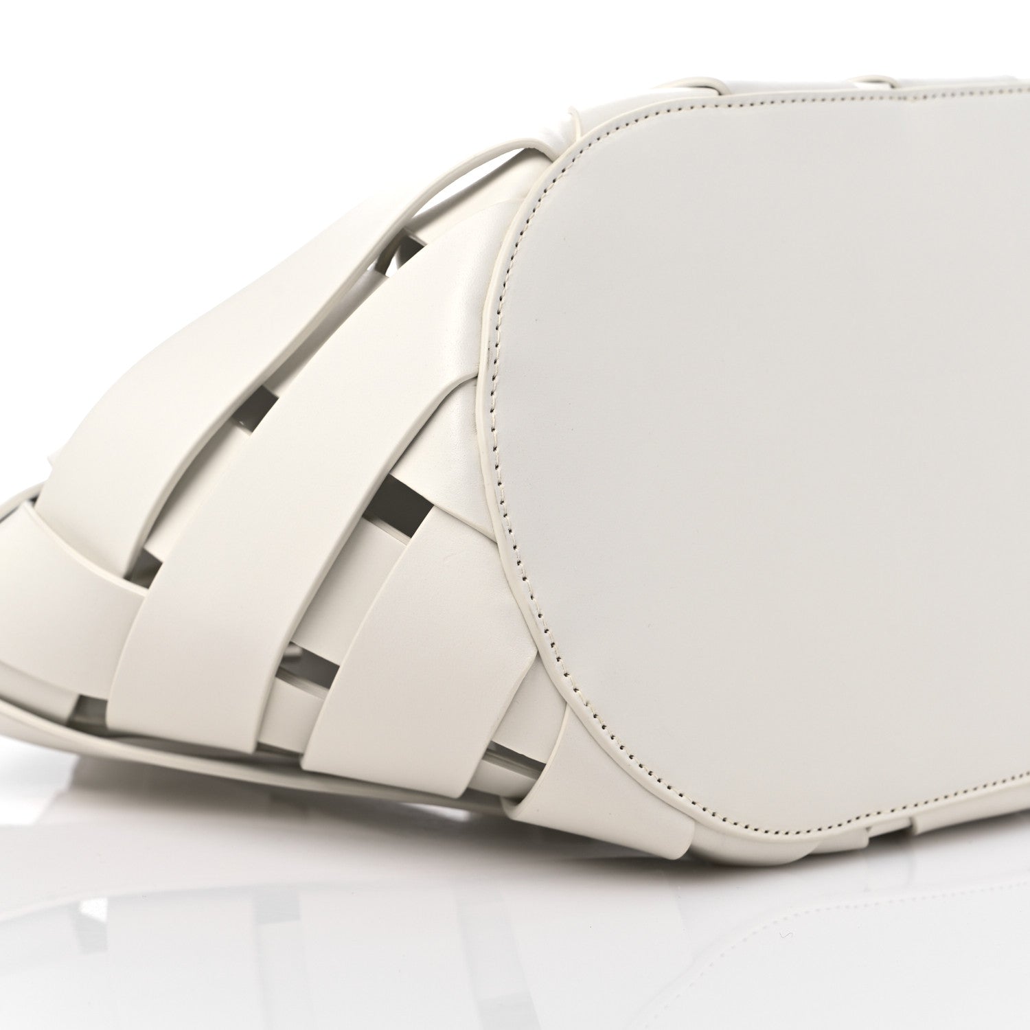 Bottega Veneta Calfskin V Woven Drawstring Tote White 8 of 9
