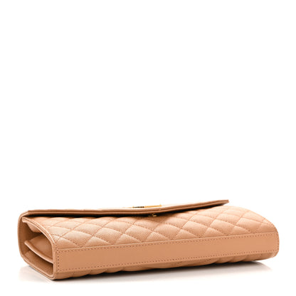 Saint Laurent Grain De Poudre Mixed Matelasse Triquilt Monogram Chain Wallet Dune 4 of 11
