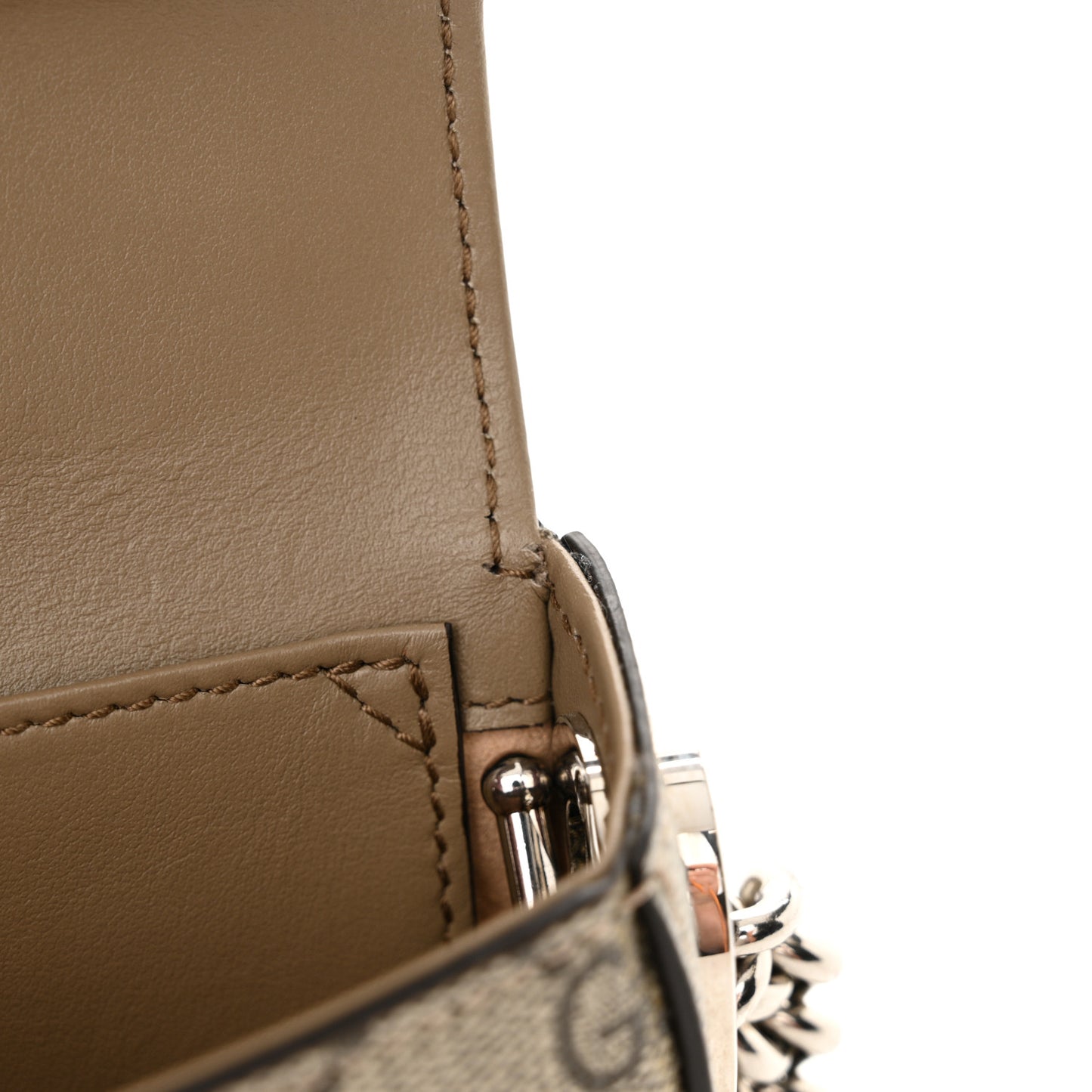 Senna GG Supreme Petite Mini GG Top Handle Shoulder Bag Beige Ebony