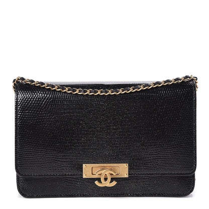 Chanel Metallic Lizard Golden Class Wallet on Chain WOC Black 1 of 15