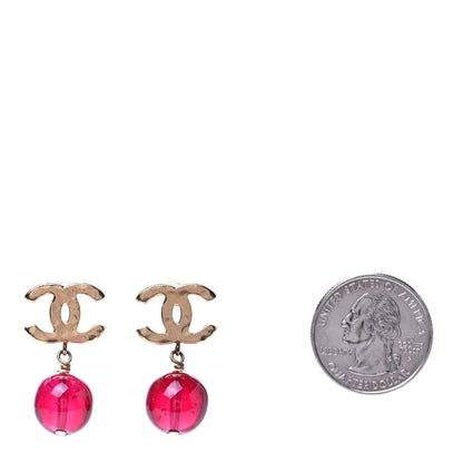Chanel Bead CC Drop Earrings Gold Bordeaux 2 of 4