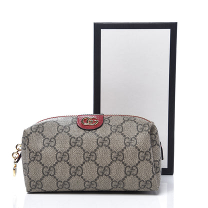 Gucci Soft GG Supreme Monogram Calfskin Small Ophidia Cosmetic Case Beige Ebony Hibiscus Red 9 of 9