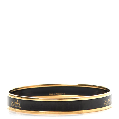 Hermes Enamel Printed Narrow Caleche Bracelet 65 Black 3 of 5
