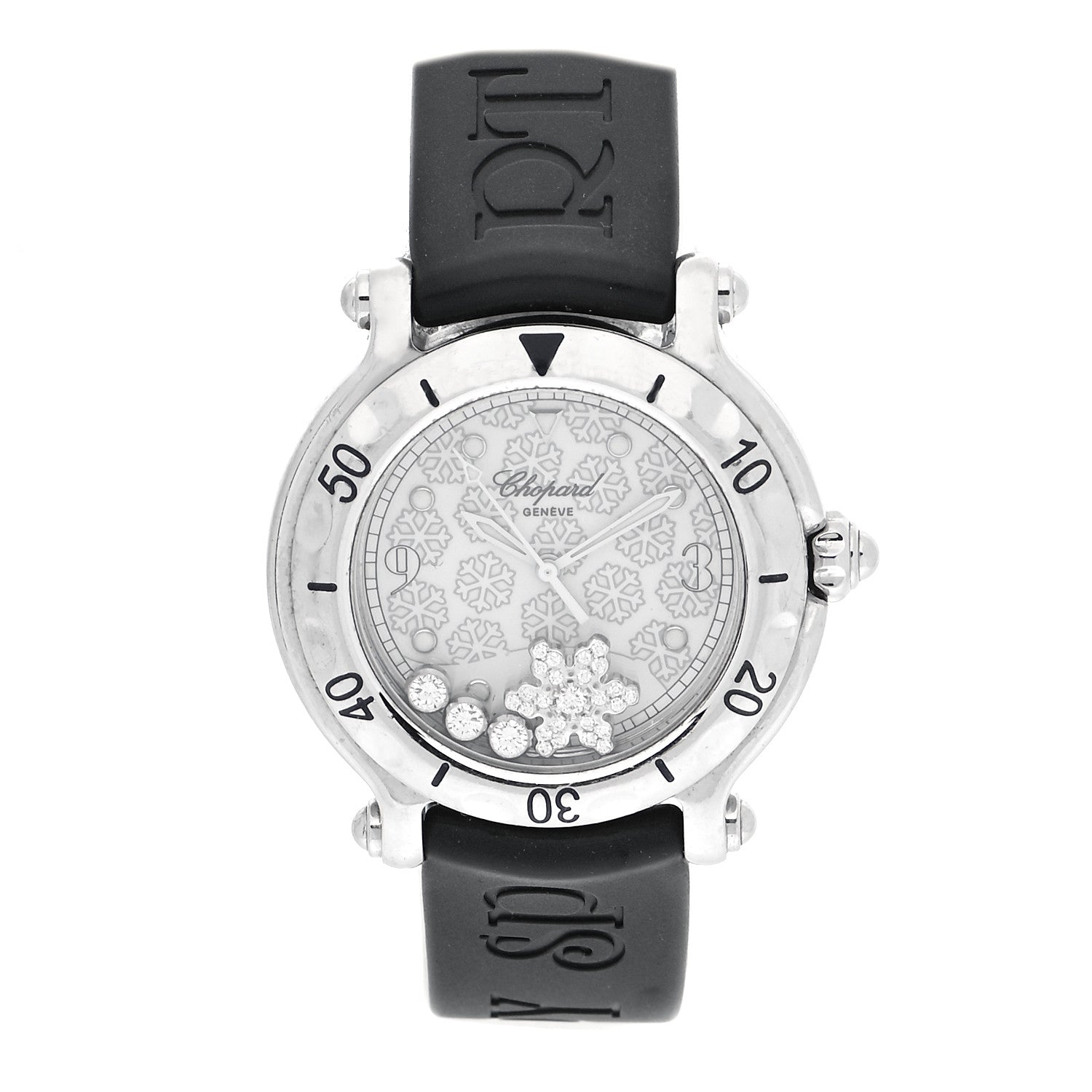 Chopard Stainless Steel Rubber 4 Floating Diamond 32mm Happy Sport Snowflake Watch Silver 288946-2001 1 of 5