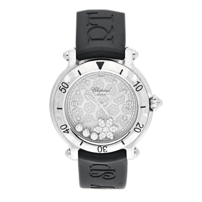Chopard Stainless Steel Rubber 4 Floating Diamond 32mm Happy Sport Snowflake Watch Silver 288946-2001 1 of 5