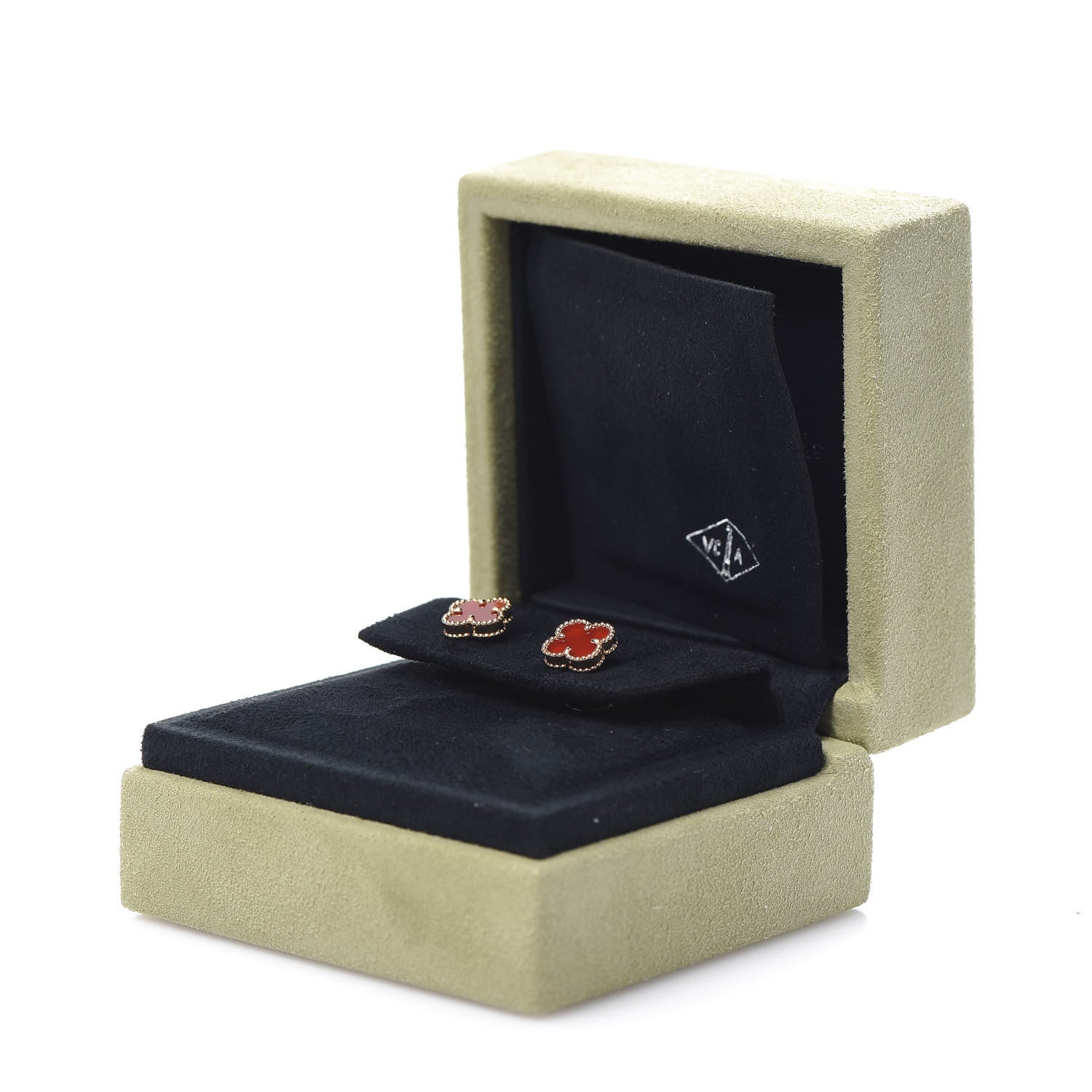 Van Cleef & Arpels 18K Rose Gold Carnelian Sweet Alhambra Earrings 5 of 5