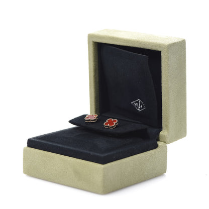 Van Cleef & Arpels 18K Rose Gold Carnelian Sweet Alhambra Earrings 5 of 5