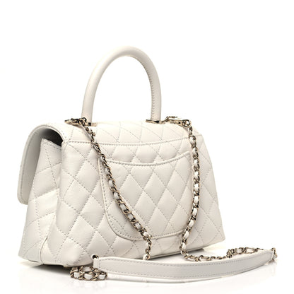 Chanel Caviar Quilted Mini Coco Handle Flap White 3 of 9