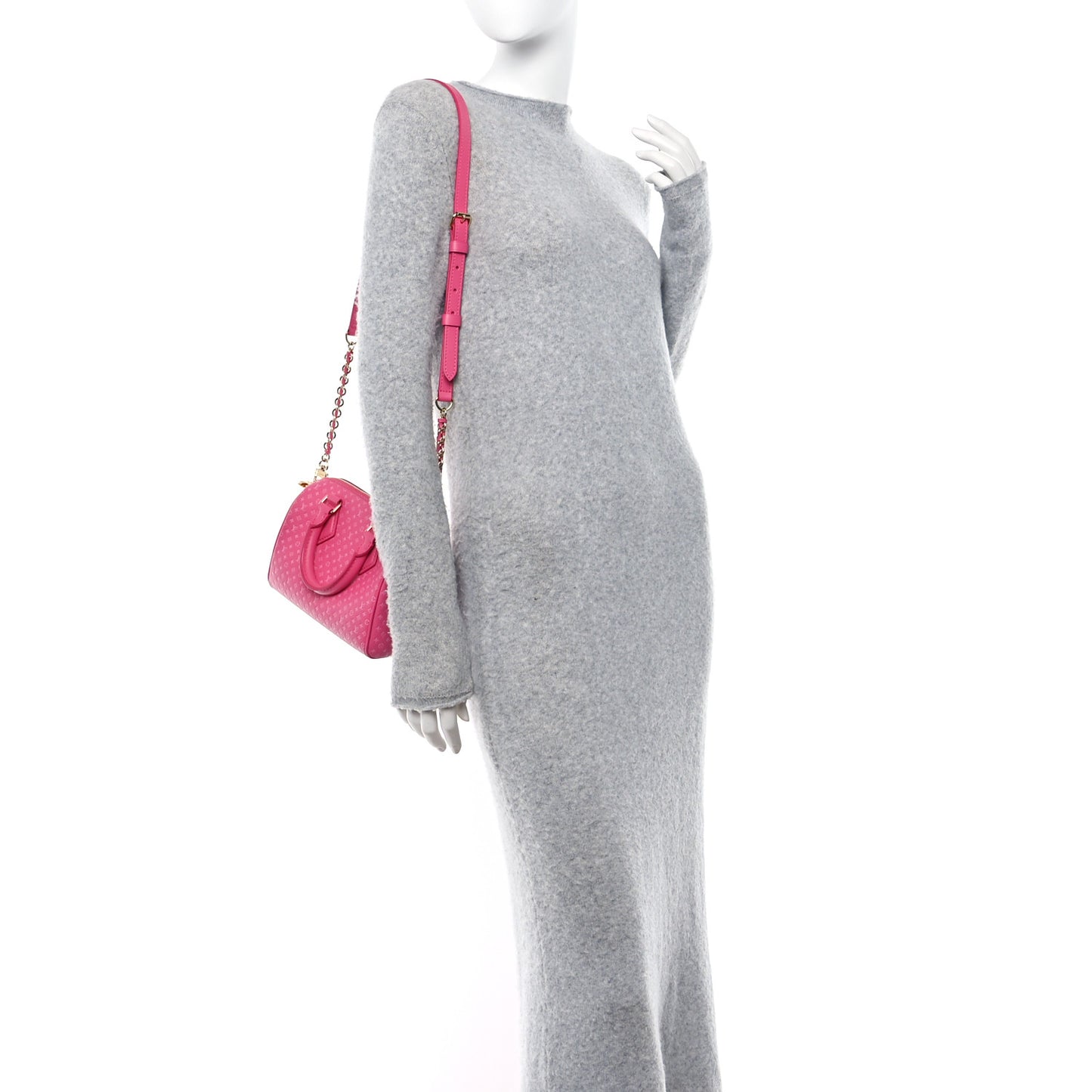 Calfskin Nanogram Embossed Speedy Bandouliere 20 Rose