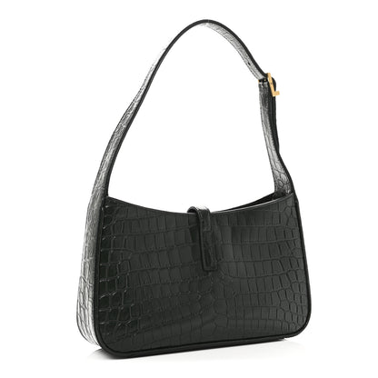 Saint Laurent Calfskin Crocodile Embossed Le 5 A 7 Hobo Dark Green Bottle 3 of 9