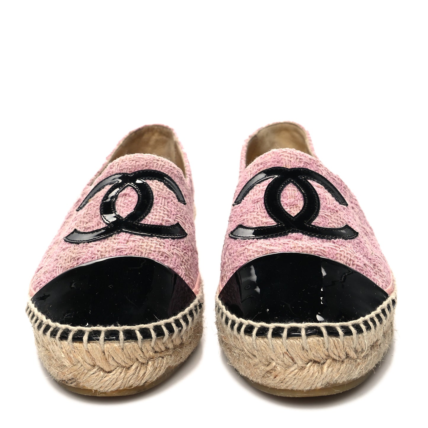 Tweed Patent CC Espadrilles 38 Pink Black