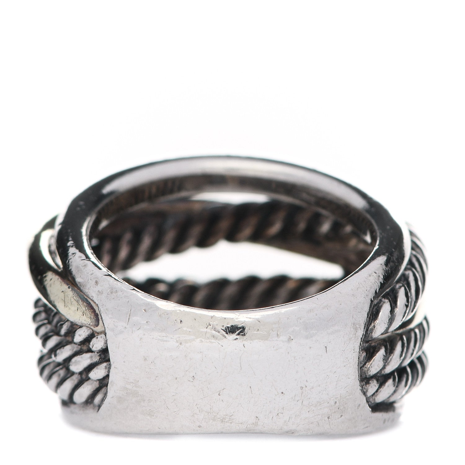 David Yurman Sterling Silver 14K Yellow Gold Narrow Crossover Ring 52 6 4 of 5